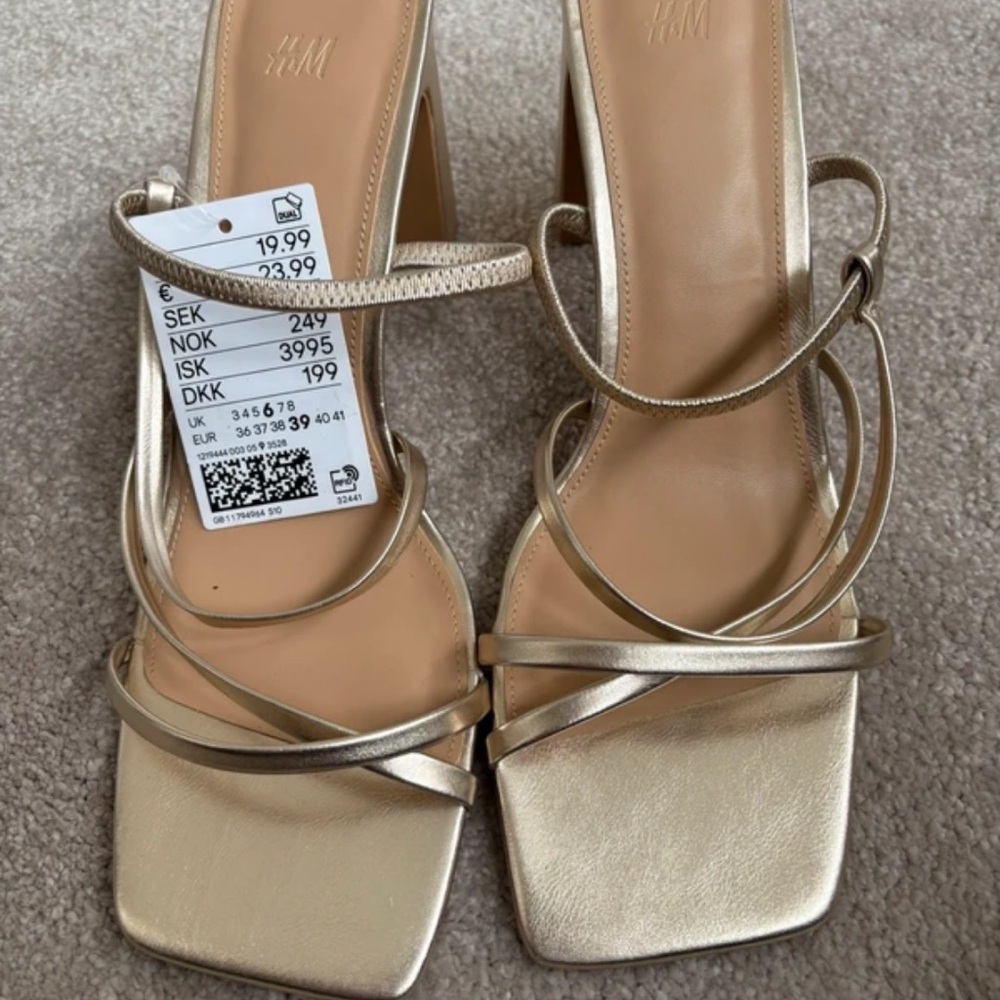 H&M Metallic Gold Strappy Heels